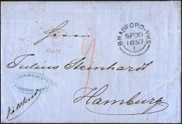 HAMBURG VORPHILA 1857, St. P.A., Ovalstempel Rückseitig Auf Briefhülle Von BRADFORD-YKS Nach Hamburg, Zarter R - Other & Unclassified