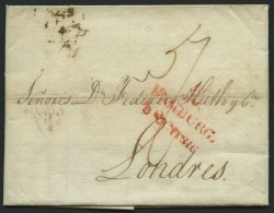 HAMBURG VORPHILA 1816, HAMBURG, Roter L2 Mit Turm Auf Forwarded-Letter, Mit Inliegenden Briefen In Spanisch Und Franz&ou - Other & Unclassified