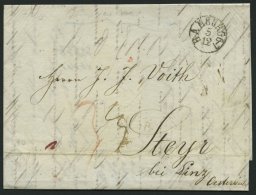HAMBURG-VORPHILA 1840, HAMBURG, K1 Auf Forwarded-Letter Von New York Nach Steyr Bei Linz (Ankunftsstempel), Pracht - Préphilatélie
