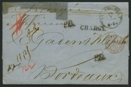 HAMBURG - THURN UND TAXISCHES O.P.A. 1859, HAMBURG T & T, K1 Auf Chargé-Brief Nach Bordeaux, 2x L1 CHARG&Eacu - Prephilately