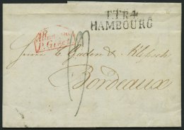 HAMBURG - THURN UND TAXISCHES O.P.A. 1829, TT.R.4 HAMBOURG, L2 Auf Brief Nach Bordeaux, Roter Segmentstempel ALLEMAGNE/P - Prephilately