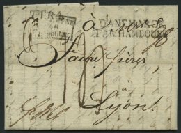 HAMBURG - THURN UND TAXISCHES O.P.A. 1819, DANEMARCK PAR HAMBOURG, L2 Auf Brief Nach Lyon, Vorderseitig T.T.R.4 Und R3 A - Prephilately