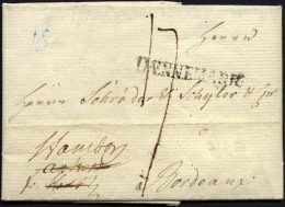 HAMBURG VORPHILA 1801, DAENNEMARK, L1 Auf Kleinem Brief Von Drontheim Nach Bordeaux, Handschriftlich Fr. Hamburg, Pracht - Prefilatelia