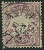 BAYERN 43 O, 1879, 1 M. Braunpurpur, Wz. 2, Pracht, Mi. 110.- - Autres & Non Classés