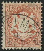 BAYERN 27Xb O, 1870, 18 Kr. Dunkelziegelrot, Wz. Enge Rauten, Feinst, Gepr. Stegmüller, Mi. 240.- - Other & Unclassified