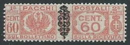 1945 LUOGOTENENZA PACCHI POSTALI 60 CENT MNH ** - SV13 - Postal Parcels