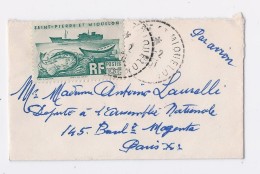 SAINT PIERRE ET MIQUELON  - LETTRE FORMAT CARTE DE VISITE  BATEAU FRANCE LIBRE - Storia Postale