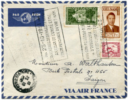 VIETNAM LETTRE PAR AVION AVEC CACHET "23-10-1951 ANNIVERSAIRE DE SA MAJESTE BAO-DAI ARTISAN DE L'UNITE ET DE...." - Viêt-Nam