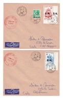 ALGERIE 2 ENVELOPPES CIRCULEES TP FRANCAIS N°1231+1275 ET 1279 SURCHARGE E.A. DE COLOMB-BECHAR - 3-8-1962 - TB - Lettres & Documents