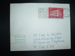 LETTRE TP EUROPA 0,40 OBL.MEC.1-7-1969 MONTE-CARLO + EVECHE DE MONACO - Cartas & Documentos