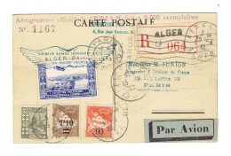 CP ALGERIE - RECOMMANDE PAR AVION - 1ER VOYAGE INAUGURAL ALGER-PARIS EN 12H - 1930 - TB - Airmail