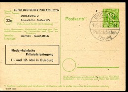 BRITISCHE ZONE P904 ZC Postkarte ZUDRUCK PHILATELISTENTAGUNG DUISBURG Sost. 1946 - Behelfsausgaben Britische Zone
