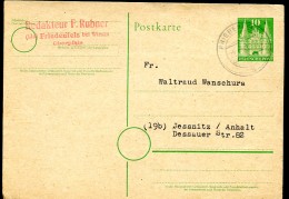 BIZONE P2 II Postkarte Vordruck 24 Mm Friedenfels - Jessnitz 1949  Kat. 12,00 € - Lettres & Documents