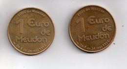 REF 1  : Lot De 2 : Jeton Touristique Monnaie 1 Euro De Meudon 1998 - Euros De Las Ciudades