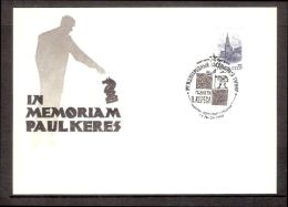 Schach Ajedrez Echecs 1989 Chess Souvenir Postcard RARE+ Postmark P.Keres Memorial Tournament - Schaken