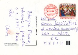 K9857 - Slovakia (1994) 085 01 Bardejov 1 (post Office Franking Machine: 0,00) Postcard; Tariff: 2 Sk (stamp: Christmas) - Briefe U. Dokumente