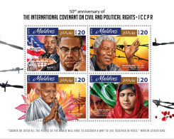 MALDIVES 2016 ** ICCPR Martin Luther King Malcolm X M/S - OFFICIAL ISSUE - A1642 - Martin Luther King