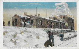 Summit Of Pikes Peak, Snow Scene In Summer Time - Colorado - Rocky Mountains - Carte Non Circulée - Rocky Mountains