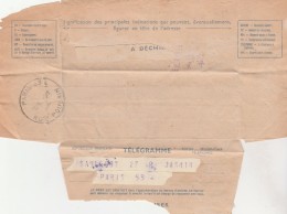 Télégramme De STRASBOURG Cachet  PARIS 53 - Rue Poussin 9/4/1947 + Paris Bourse - Télégraphes Et Téléphones