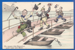 Fantaisie; Humor; Scheuermann Willi; Es Zogen Drei Burschen Wohl über Den Rhein; 1911 - Scheuermann, Willi