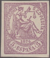 FAC-65 ESPAÑA SPAIN. SEGUI OLD FACSIMILE REPRODUCTION. 1874 5c. - Prove & Ristampe