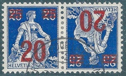 Helvetia Mit Schwert K16, 20/25 Rp.rot/blau         1921 - Tête-bêche