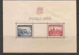 TCHÉCOSLOVAQUIE - 1938 SOUVENIR SHEET - PHILATELIC EXPOSITION PRAGA 1938 - Yvert # Bloc 6 - ** MNH - Blocks & Kleinbögen