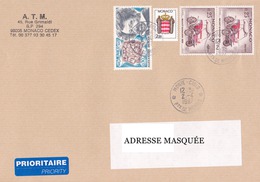 Lettre Prioritaire Voyagée De Monte Carlo Pour La Suisse Le 02/04/1997 Tp De Monaco Alexandre Dumas,Automobile Rochet-Sc - Covers & Documents