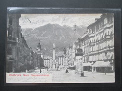 AK Österreich 1905 Innsbruck, Maria Theresienstrasse. Littfasssäule. Josef Bauer & Sohn. - Innsbruck