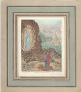 Gravure Colorisée/Passe Partout Ancien /"Lourdes L'Apparition"/ Rivallain Invs/Shlumberger édit/19 éme Siécle  GRAV186 - Prints & Engravings