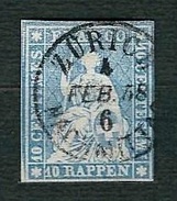 SVIZZERA 1854 - Helvetia, 10 Rappen - Michel CH 14 - Gebraucht