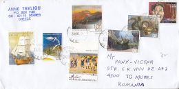 4620FM- SHIP, POST, LANDSCAPE, IOANNINA LIBERATION, TURTLE, OCTOPUS, ACTOR, STAMPS ON COVER, 2014, GREECE - Storia Postale