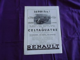 Pub De 1934 - AUTOMOBILES - RENAULT - CELTAQUATRE - - Advertising