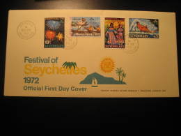 VICTORIA 1972 Festival Rowing Water Skiing Water-skiing 4 Stamp Set On FDC Cancel Cover Seychelles British Colonies - Seychelles (...-1976)