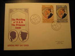 VICTORIA 1973 Wedding HRH The Princess Anne Royalty 2 Stamp Set On FDC Cancel Cover Seychelles British Colonies - Seychellen (...-1976)