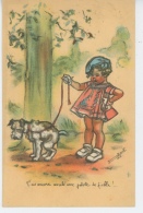 ENFANTS - DOG - Jolie Carte Fantaisie Fillette Et Chien "Tas Encore Avalé Une Pelote De Ficelle " Signée Germaine BOURET - Bouret, Germaine