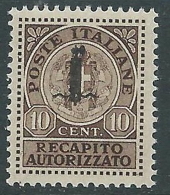 1944 RSI RECAPITO AUTORIZZATO 10 CENT MNH ** - CZ37 - Poste Exprèsse