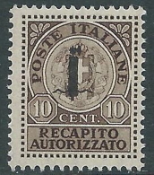 1944 RSI RECAPITO AUTORIZZATO 10 CENT MNH ** - CZ37-6 - Poste Exprèsse