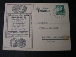 DR  Polen  Breslau Karte Reklame 1939 - Covers & Documents