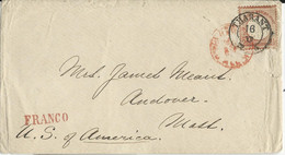 REICH - 1872 - RARE YVERT N°18 SEUL Sur ENVELOPPE De THARANT Pour Les USA - Covers & Documents