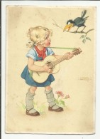 ILLUSTRATEUR . HAUSEN LUNGERS . PETITE FILLE  JOUANT DE LA GUITARE A SON OISEAU - Hausen, Lungers