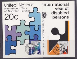 United Nations New York 1981 International Year Of Disabled Persons 2v 2  Maxicards (33151) - Cartes-maximum