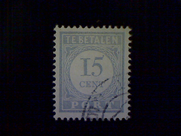 Netherlands, Scott #J57, Used (o), Postage Due, 1913, 15cts, Pale Ultramarine - Tasse