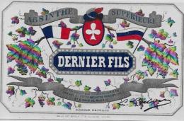 étiquette Absinthe Alcool Distillerie Dernier Fils Pontarlier Doubs 12,5 X 7,5 - Werbung
