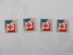 LOT DE 4 VIGNETTES.SOCIETE FRANCAISE DE SECOURS AUX BLESSES MILITAIRES. - Vignette Militari