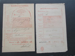 Altdeutschland / Deutsches Reich 1869 Und 1873 Post Einlieferungsschein 2 Stück. Osterode (Harz) - Cartas & Documentos