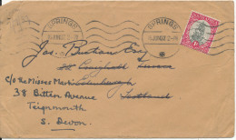 South Africa Cover Sent To Scotland SPRINGS 16-6-1937 Single Franked - Lettres & Documents
