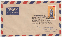 Inaugural Flight Airbus Bombay Bangalore 1977, First Flight, FFC, India Airmail, Delivery Postmark - Poste Aérienne