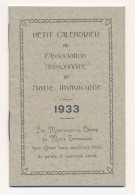 Image Pieuse Petit Calendrier De L'Association Missionnaire De Marie Immaculée 1933 - Andachtsbilder