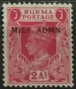 BURMA 1945 Sobrecargados "MILY ADMIN". USADO - USED - Myanmar (Birma 1948-...)